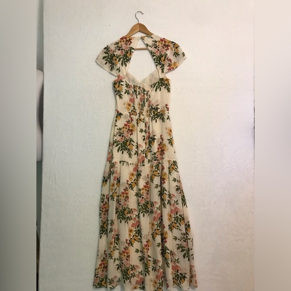 Reformation womens cream pink flower Myah Floral Printed Maxi Dress size 6 - Picture 13 of 13